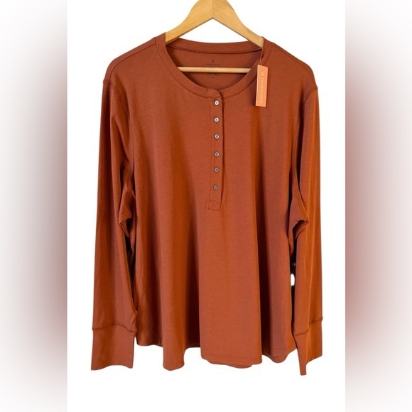 ThirdLove Tops - ThirdLove Women’s Henley Top 3X Rust Orange Long Sleeve Modal‎ Blend NWT